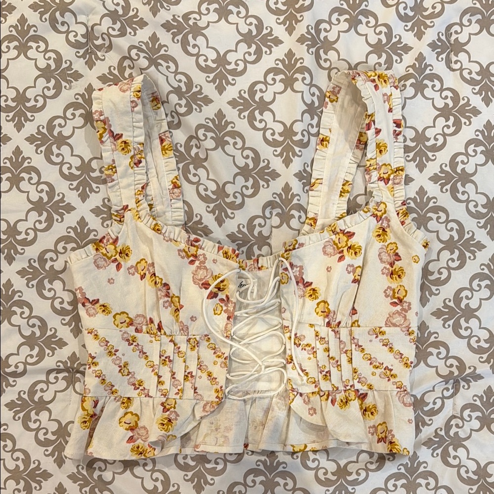 For Love & Lemons Floral Lace-Up Women’s Top